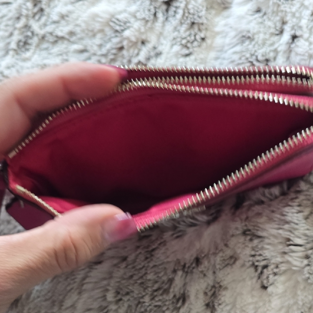 Coach Double Zip Pink Leather Wristlet Excellent Condition - Picture 6 of 9